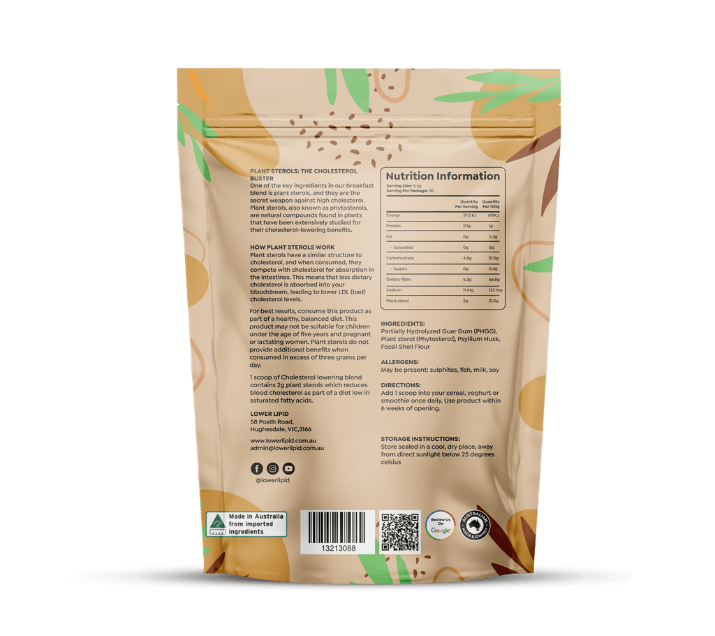 Back of Gluten free Cholesterol lowering blend